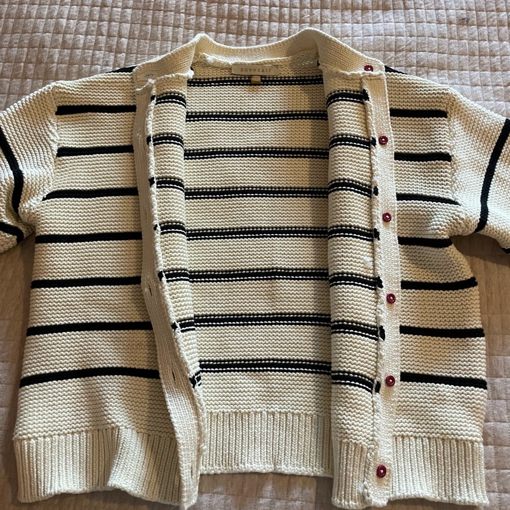 DownEast Cream and Black Knit Sweater - Picture 3 of 4